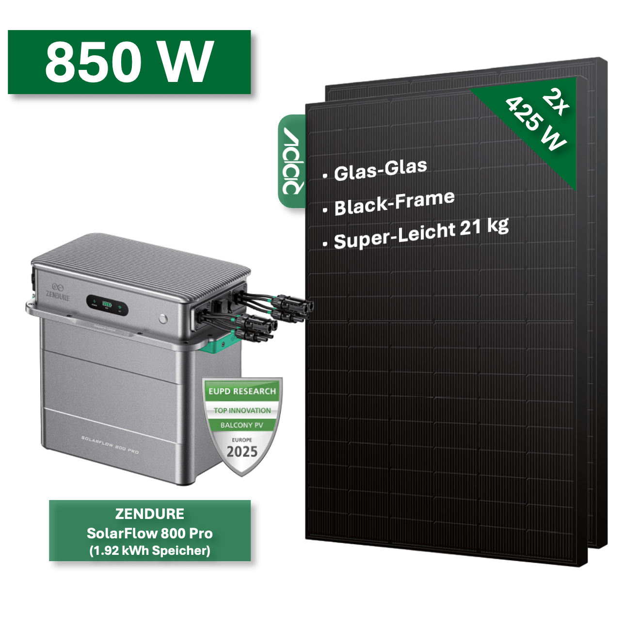 Balkonkraftwerk BASIC 850W/800W mit Zendure SolarFlow 800 Pro - NeueEnergie24