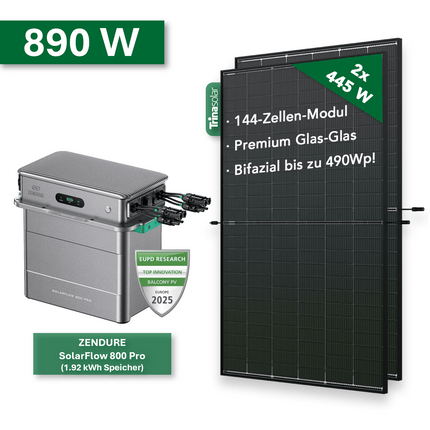 Balkonkraftwerk Gold+ 890W/800W mit Zendure SolarFlow 800 Pro - NeueEnergie24