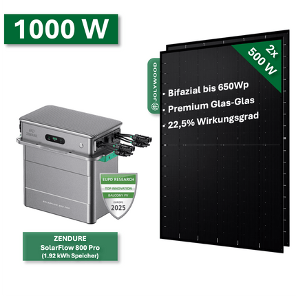 Balkonkraftwerk Pro 1000W/800W mit Zendure SolarFlow 800 Pro - NeueEnergie24