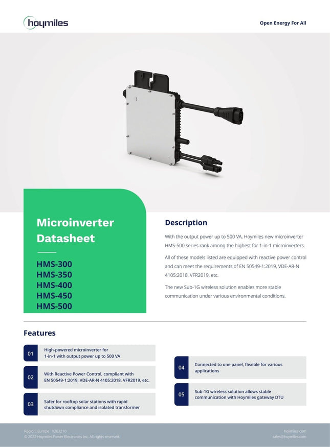 HOYMILES HMS - 400 - 1T 1F Wechselrichter - NeueEnergie24