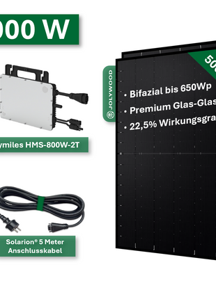 Balkonkraftwerk Pro 1000W/800W - Jolywood 500Wp und Hoymiles HMS800W-2T