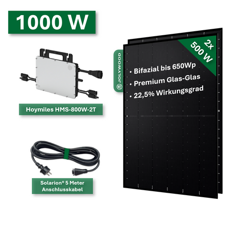 Balkonkraftwerk Pro 1000W/800W - Jolywood 500Wp und Hoymiles HMS800W-2T
