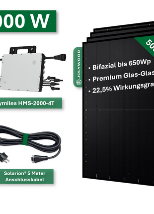 Balkonkraftwerk Pro+ 2000W/800W - Jolywood 500Wp und Hoymiles HMS2000-4T