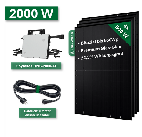 Balkonkraftwerk Pro+ 2000W/800W - Jolywood 500Wp und Hoymiles HMS2000-4T