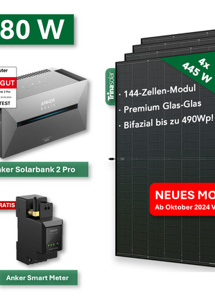 Centrale électrique de balcon PLATIN+ 1780W/800W avec système de stockage Anker Solar Bank 2 Pro