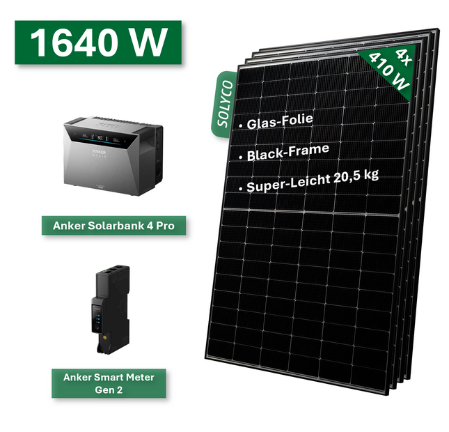 Balcony power plant BASIC+ 1640W/800W with Anker Solarbank 3 Pro Storage system