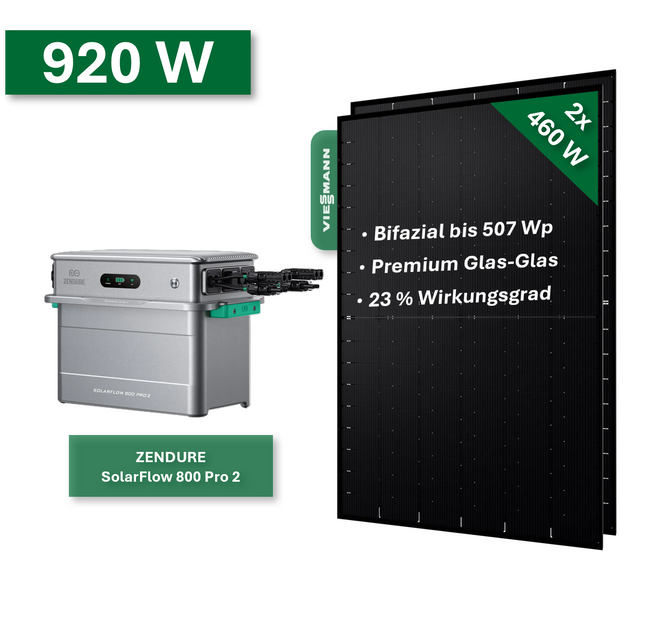Balkonkraftwerk Gold+ 920W/800W mit Zendure SolarFlow 800 Pro 2