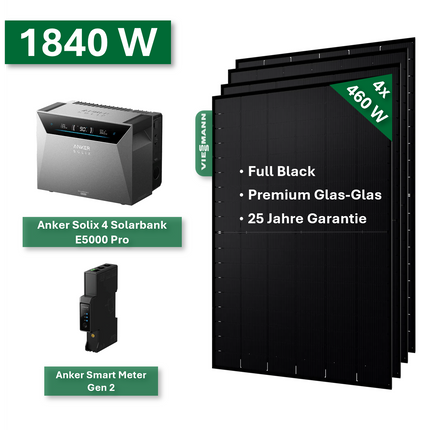PLATIN+ 1840/800W balcony power plant with Anker Solix 4 Solarbank E5000 Pro Storage system