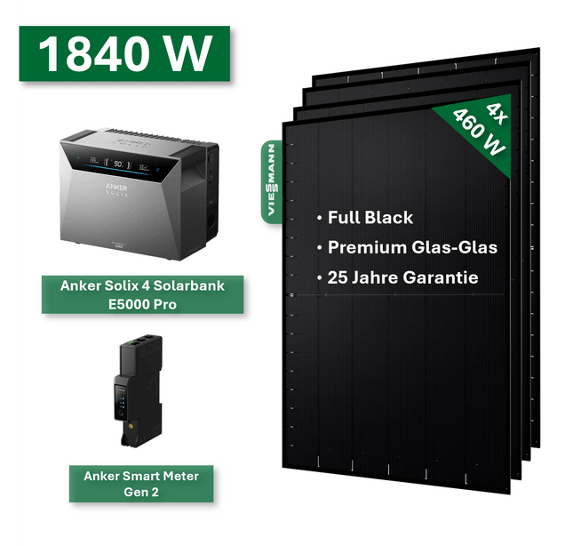 PLATIN+ 1840/800W balcony power plant with Anker Solix 4 Solarbank E5000 Pro Storage system