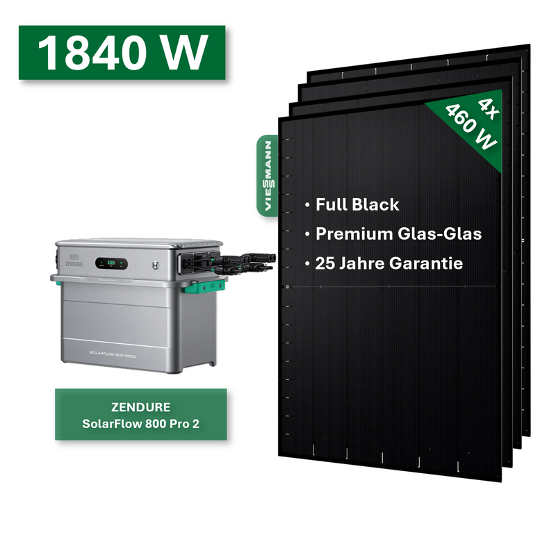 Balkonkraftwerk Platin+ 1840W/800W mit Zendure SolarFlow 800 Pro 2