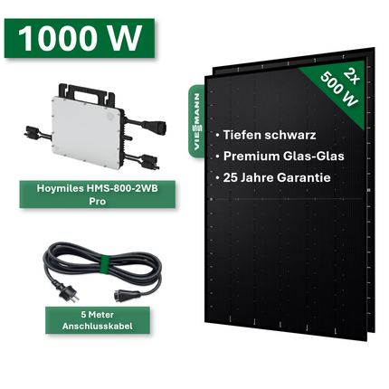 Centrale elettrica da balcone Pro 1000W/800W - Moduli Viessmann e inverter Hoymiles