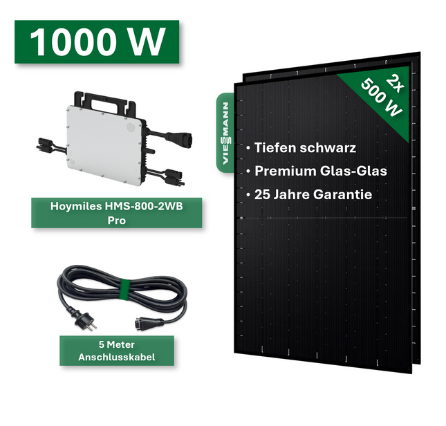 Centrale elettrica da balcone Pro 1000W/800W - Moduli Viessmann e inverter Hoymiles
