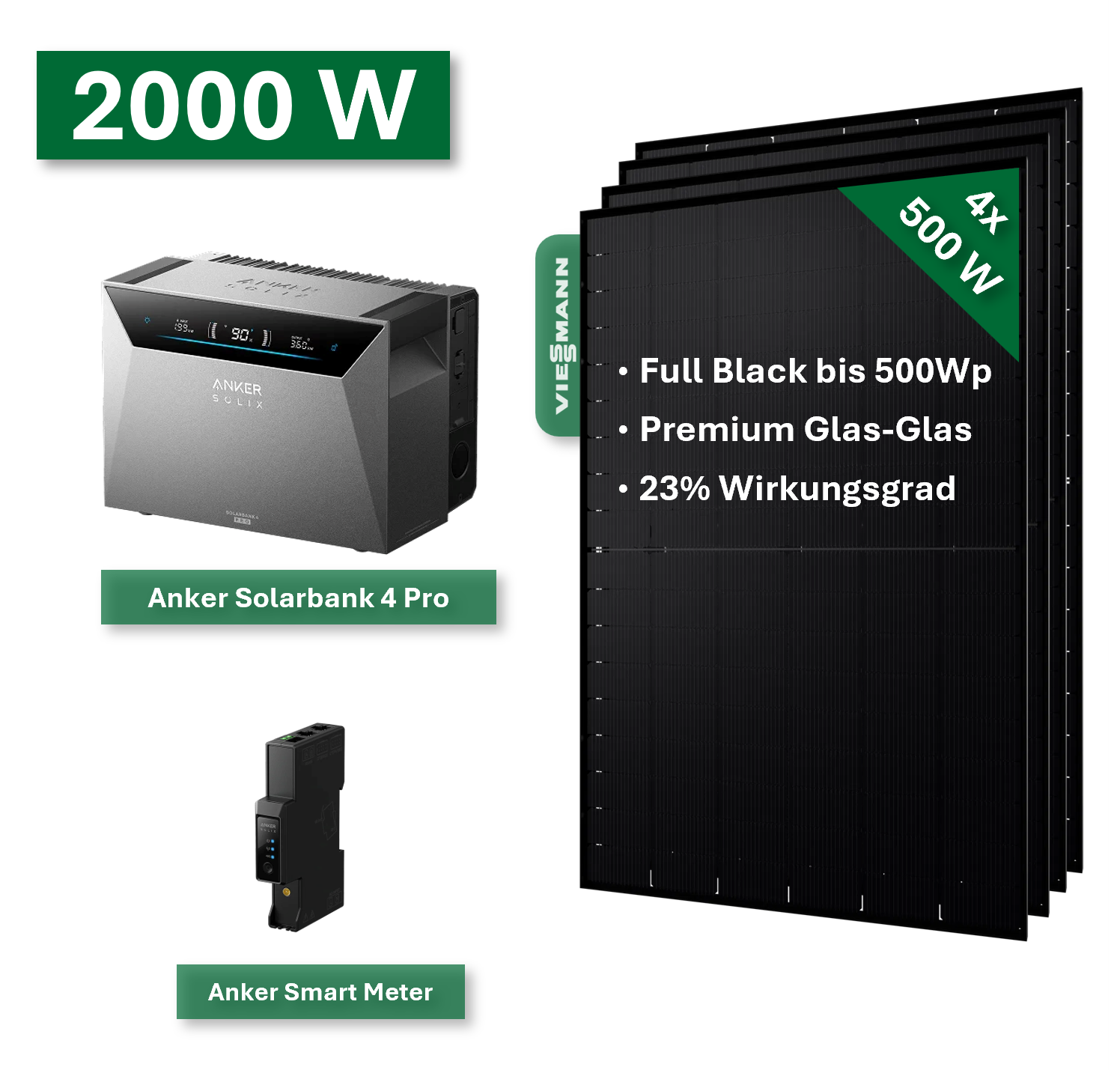 Balkonkraftwerk Pro+ 2000W/800W mit Anker Solarbank 4 Pro Speichersystem