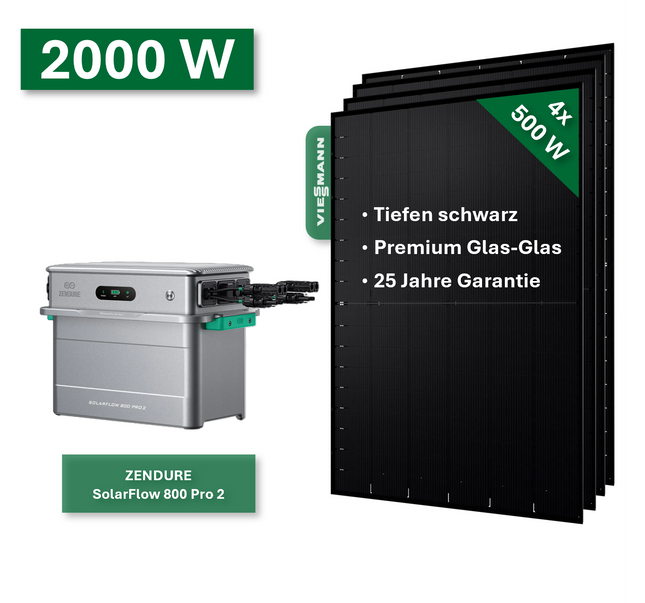 Balkonkraftwerk Pro+ 2000W/800W mit Zendure SolarFlow 800 Pro 2