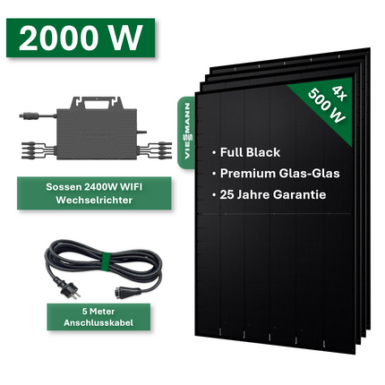 Balcony power plant Pro+ 2000W/2400W - Viessmann 500Wp and Sossen 2400W