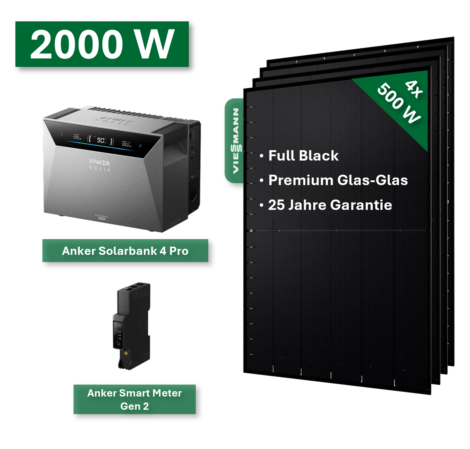 Balkonkraftwerk Pro+ 2000W/800W mit Anker Solarbank 4 Pro Speichersystem