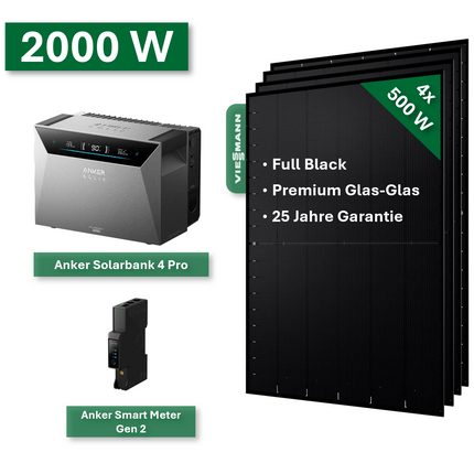 Centrale elettrica da balcone Pro+ 2000W/800W con sistema di accumulo banca solare Anker 4 Pro