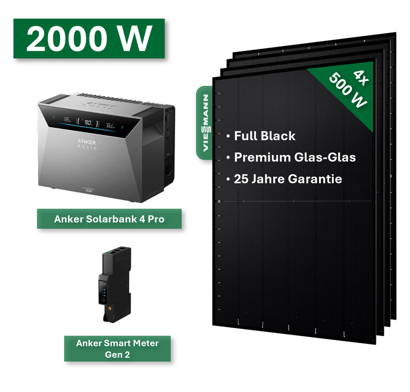 Balkonkraftwerk Pro+ 2000W/800W mit Anker Solarbank 4 Pro Speichersystem