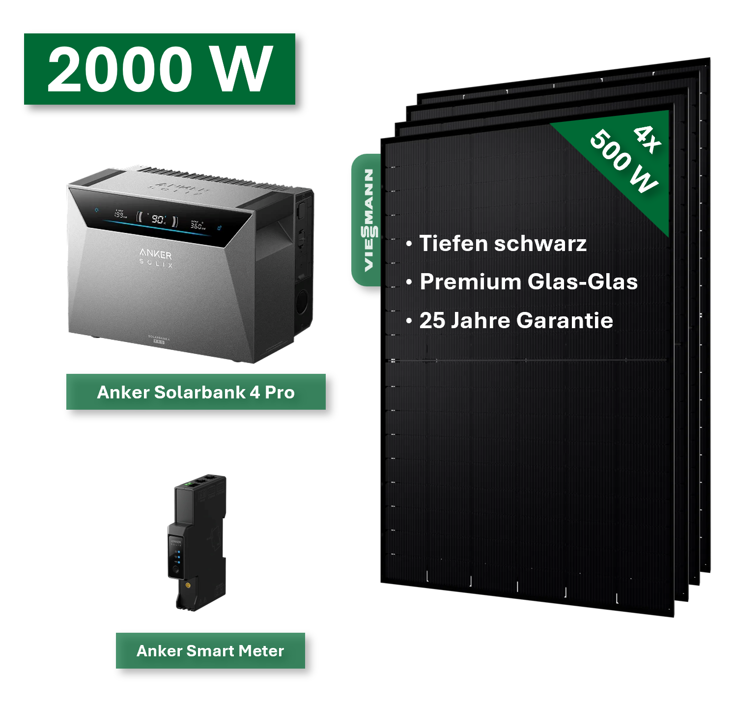 Balkonkraftwerk Pro+ 2000W/800W mit Anker Solarbank 4 Pro Speichersystem