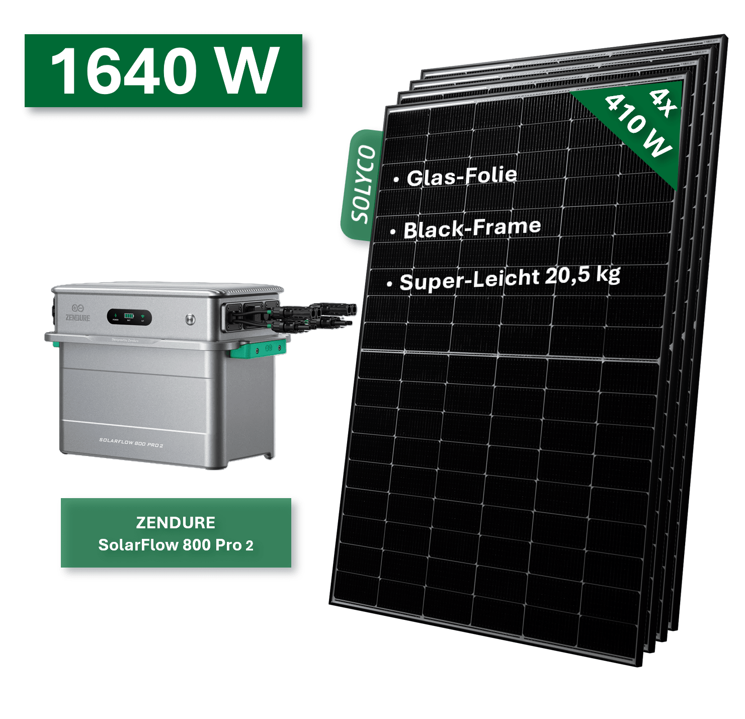 Balkonkraftwerk BASIC 1640W/800W mit Zendure SolarFlow 800 Pro 2 - NeueEnergie24