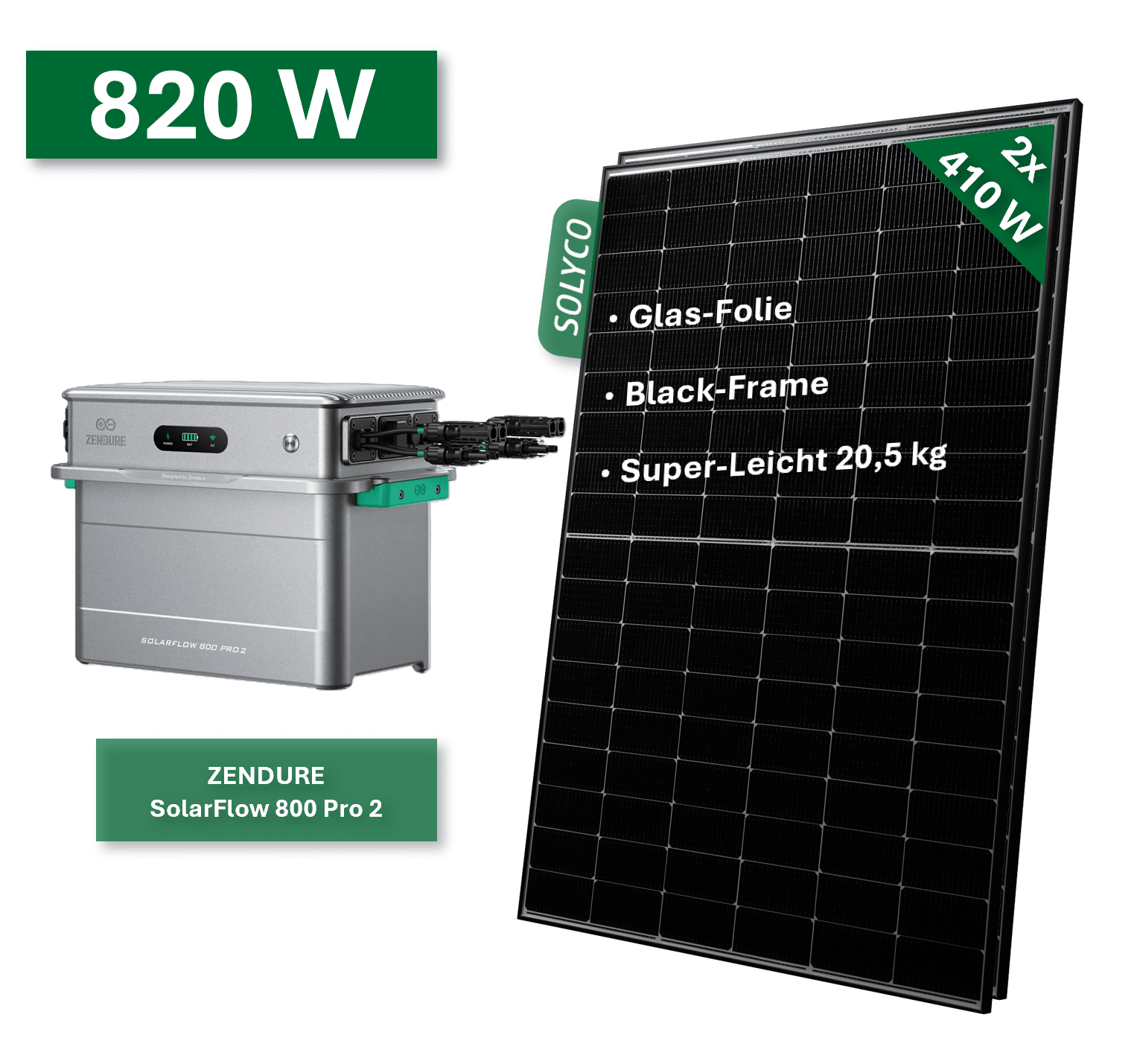 Balkonkraftwerk BASIC 820W/800W mit Zendure SolarFlow 800 Pro 2 - NeueEnergie24