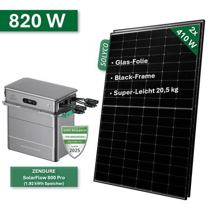 Balkonkraftwerk BASIC 820W/800W mit Zendure SolarFlow 800 Pro - NeueEnergie24