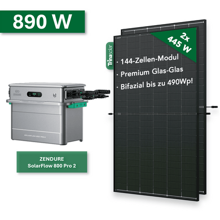 Balkonkraftwerk Gold+ 890W/800W mit Zendure SolarFlow 800 Pro 2 - NeueEnergie24