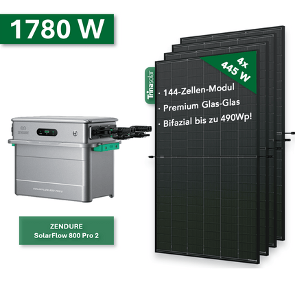 Balkonkraftwerk Platin+ 1780W/800W mit Zendure SolarFlow 800 Pro 2 - NeueEnergie24
