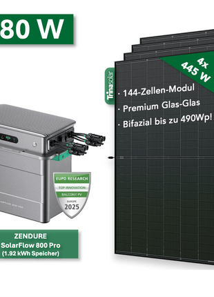 Balkonkraftwerk Platin+ 1780W/800W mit Zendure SolarFlow 800 Pro - NeueEnergie24