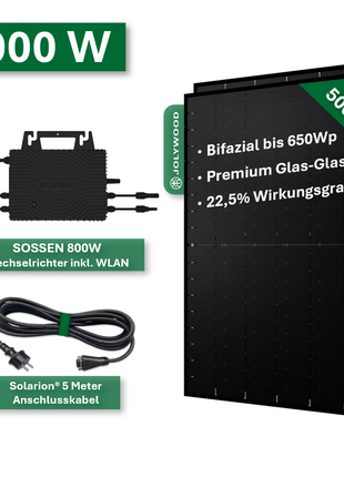 Balkonkraftwerk Pro 1000W/800W - Jolywood 500Wp und Sossen 800W - NeueEnergie24
