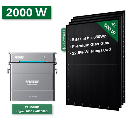 Balkonkraftwerk Pro+ 2000W/800W mit Zendure Hyper2000 + AB2000S - NeueEnergie24