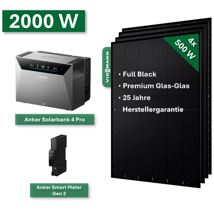 Balkonkraftwerk Pro+ 2000W/800W mit Anker Solarbank 4 Pro Speichersystem