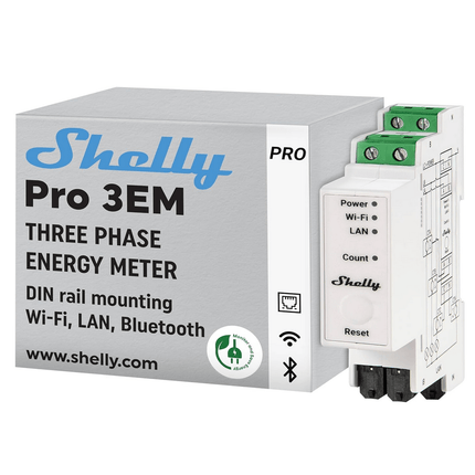 Shelly Pro 3EM 3 - Phasen Stromverbrauchsmessgerät inkl. 3x Stromwandler 120A - NeueEnergie24