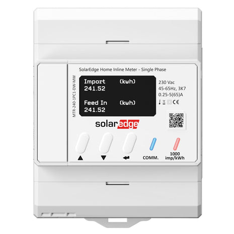 Compteur d'énergie en ligne SolarEdge avec filet énergétique, 1PH 230 V, 65 A