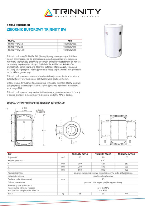TRINNITY BW 50L Pufferspeicher (TRGPWBW050) - NeueEnergie24