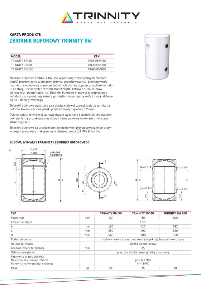 TRINNITY BW 50L Pufferspeicher (TRGPWBW050) - NeueEnergie24